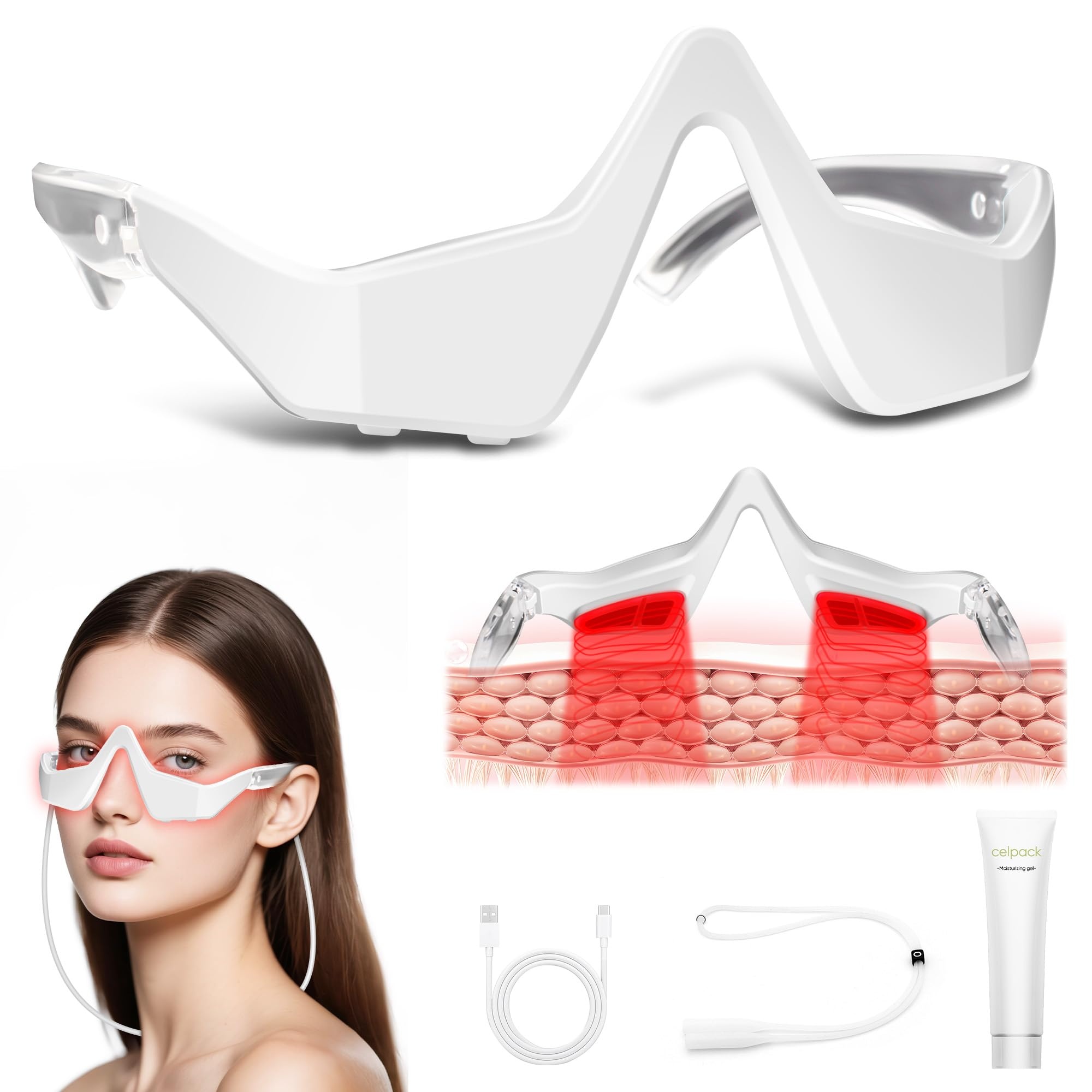 Light Therapy Glasses - Okulary do masażu oczu z czerwonym